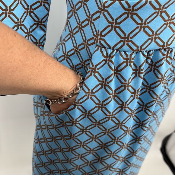 J.McLaughlin Catalina Cloth Square‎ Neck MIDI Pullover Dress Pockets Blue XS - Picture 6 of 13